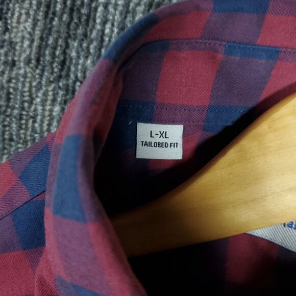 Twillory Shirt Mens XL Red Blue Plaid Button Up Untuckable Tailored Fit Cotton - Picture 5 of 13